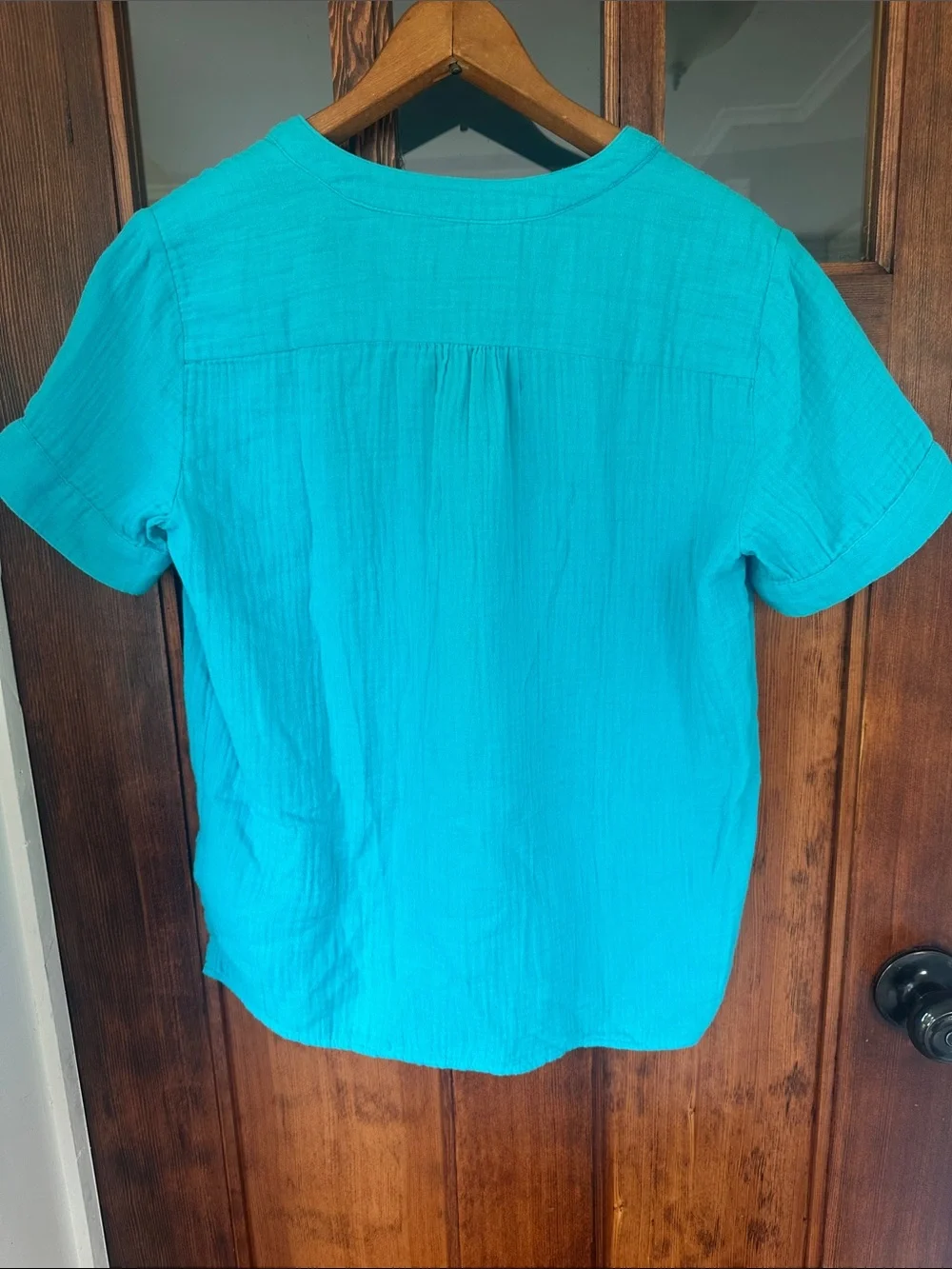 NWT J.Crew Re-Imagined Double-Gauze V-Neck Popover Top XS Aqua Turquoise